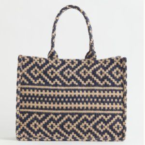 H&M jacquard weave jute tote handbag | NWT